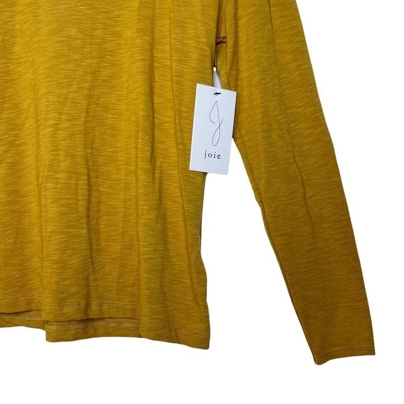 JOIE NWT Scoop Neck Modal Cotton Long Sleeve Top Size Medium in Heather Mustard - Picture 4 of 13
